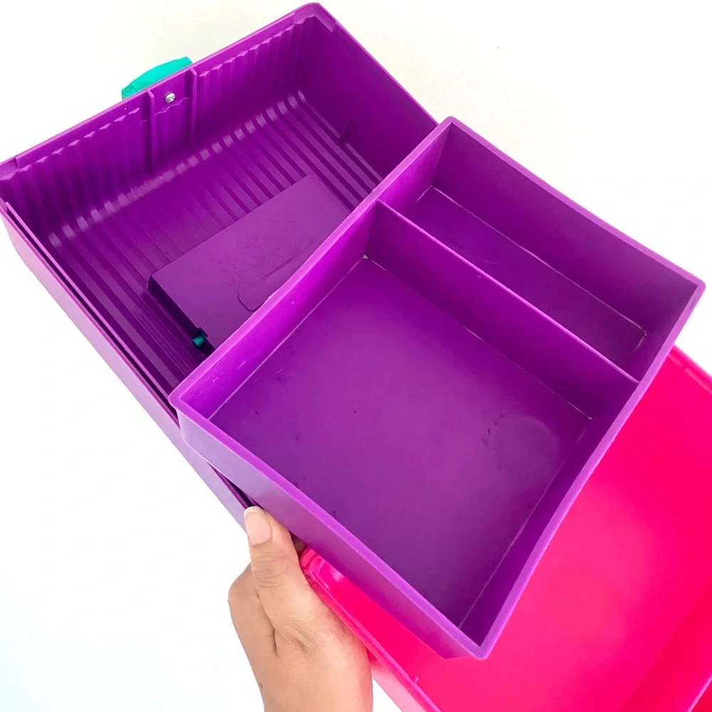 Vintage 80’s Sassaby pink & purple makeup travel tote organizer holder
